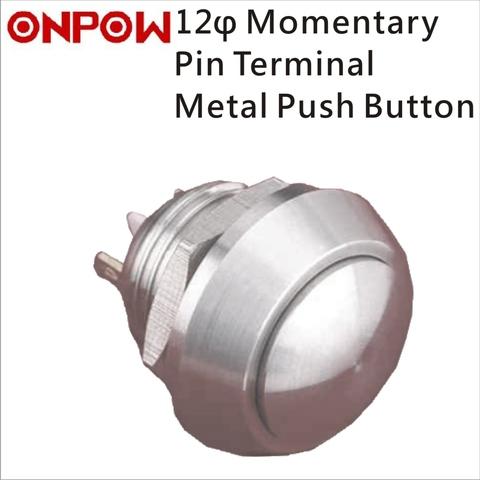 ONPOW  12mm Metal Push Button Switch Momentary Pin Terminal 