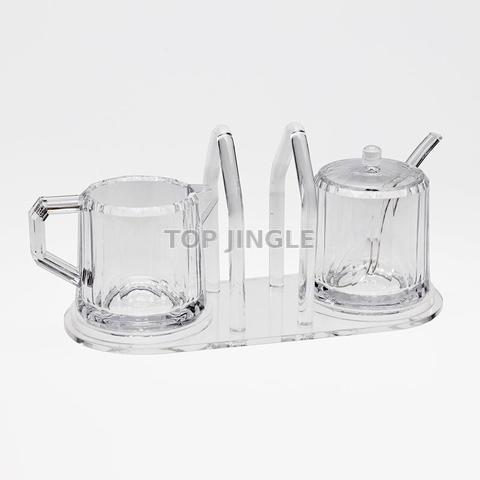 Acrylic creamer and sugar jar with spoon