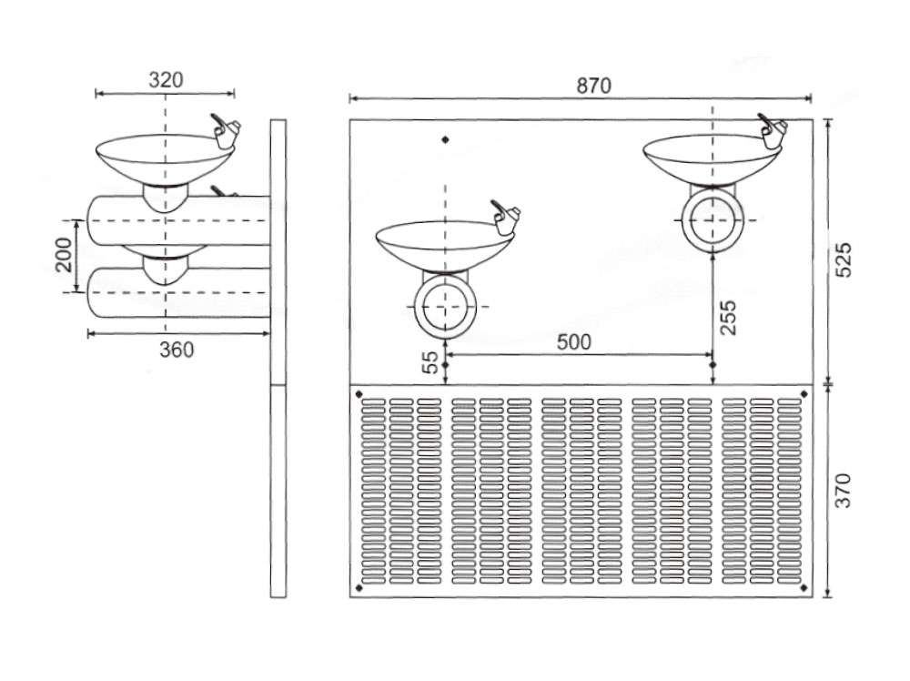 commercial facility wall mounted drinking water fountain with bubbler