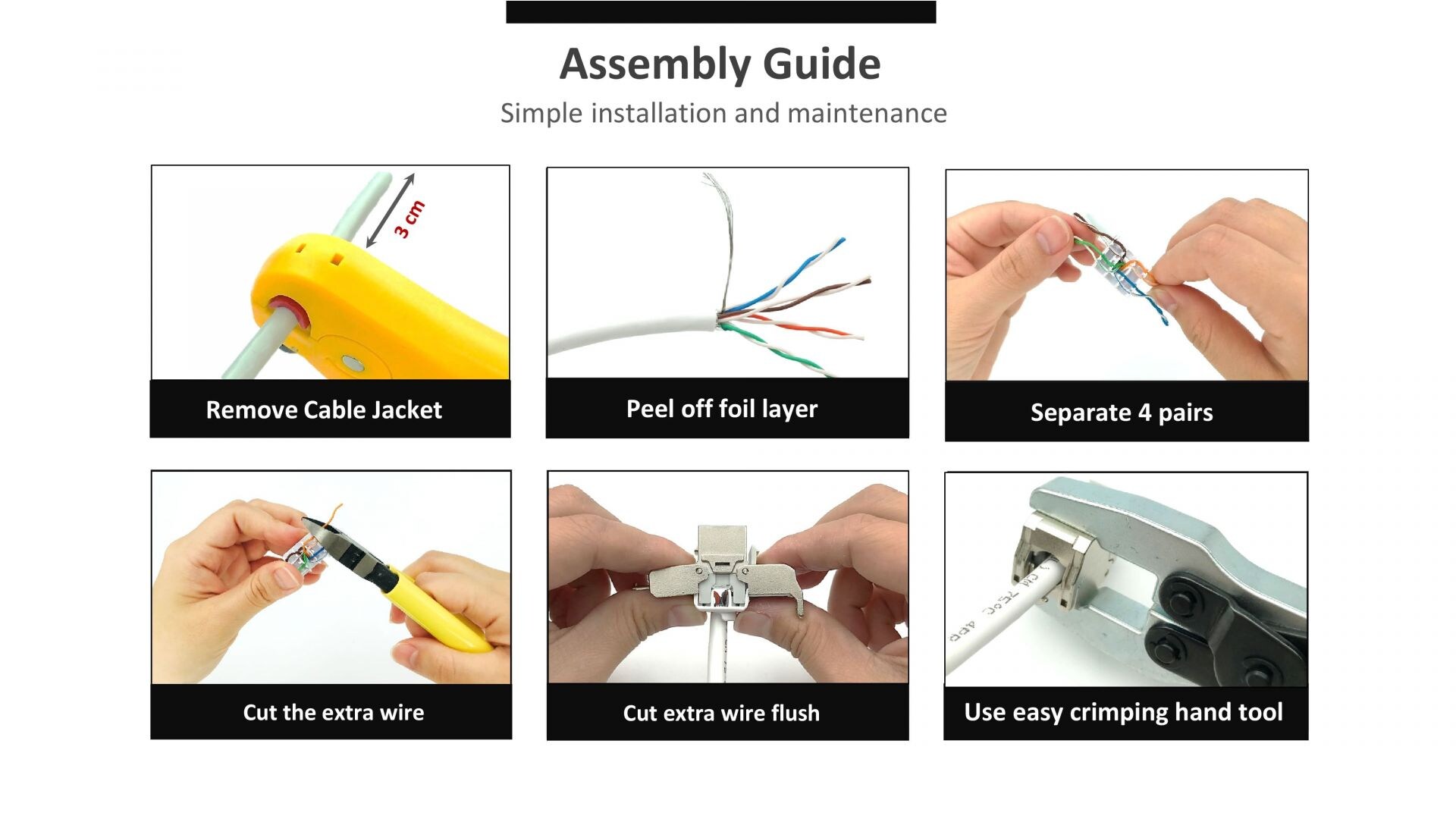 دليل تجميع STP Keystone Jack بدون أدوات