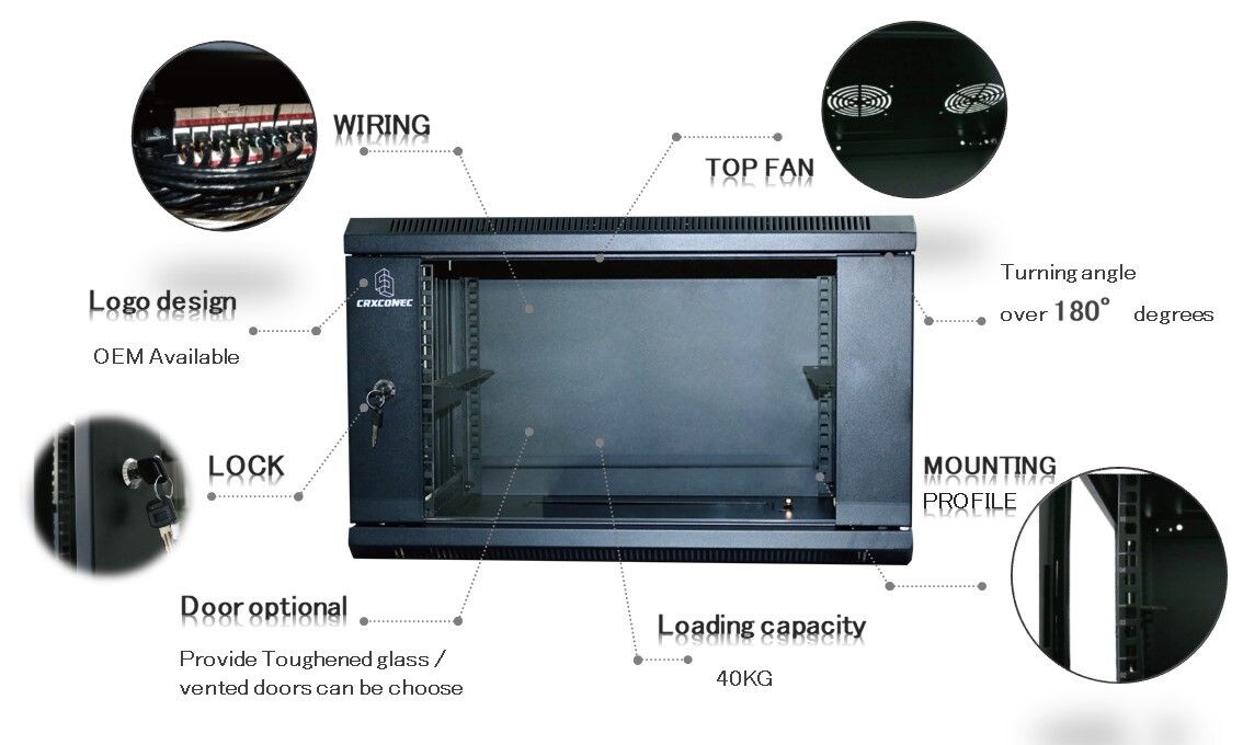 Armoire murale 9U avec prise Keystone pour panneau de brassage