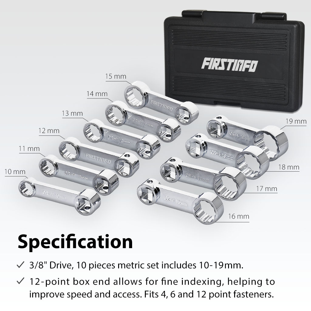 【FIRSTINFO】 3/8inch Drive Metric Box End Torque Adapter Set, 12 Point