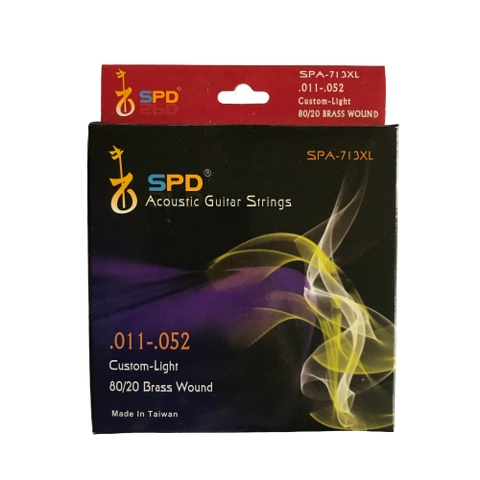 SPD Acoustic Guitar Strings,80/20 Brass Wound .011-.052, Custom Light Tension (Carton Package)