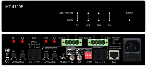 MT-4120EA: 4 channel AoIP Power Amplifier