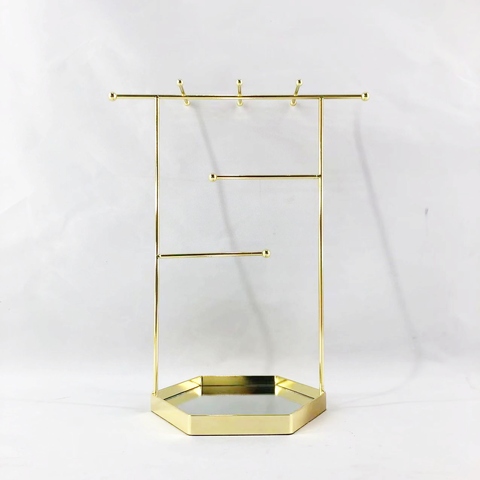 JEWELRY HOLDER WITH HEXAGON MIRROR BASE