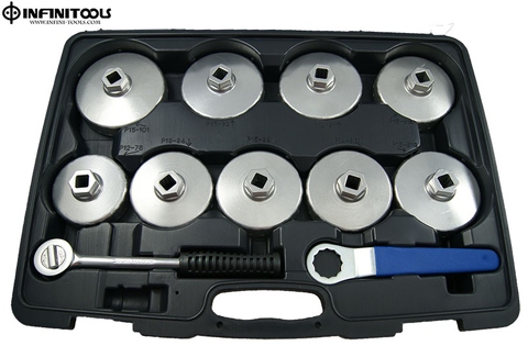 KUNTEC 23pcs Aluminum Alloy Cup Type Oil Filter Cap Wrench Socket Removal Tool Set 