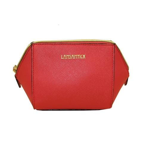 Ladies Red Cosmetic Bag Zip Pouch