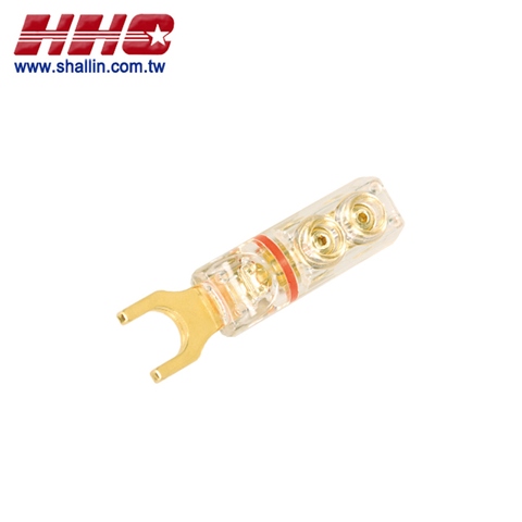 Arrow tip plug gold plated, Y type, ID: 8mm, RoHS Directive-compliant