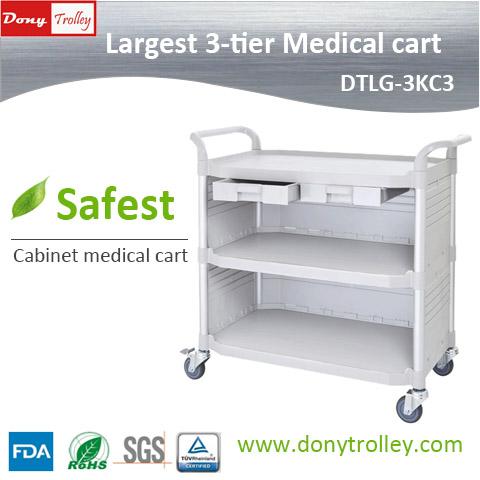 Cabinet Medical Carts Largest Hospital Trolley 3 Tier Cabinet