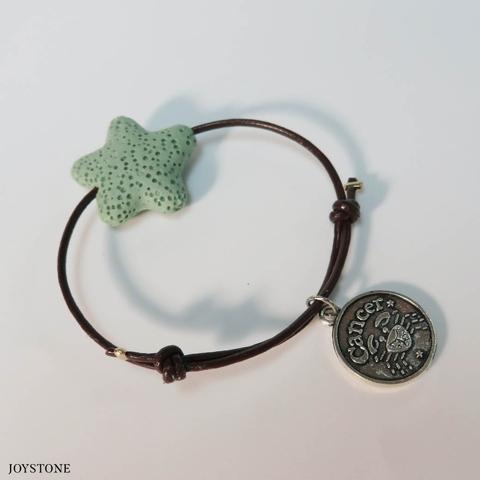 Taurus Gemini Cancer Leo Zodiac Star Aroma Rock Leather Bracelet Adjustable Taiwantrade Com