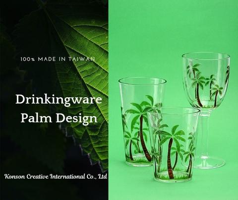 Drinkingware - Palm Design, Reusable, Unbreakable for All Occasions BPA Free Dishwasher Safe, Summer Vibe