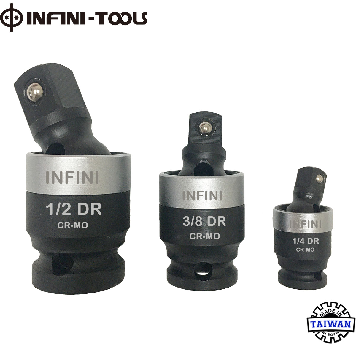 3Piece Slim Profile Impact Universal Joint Set, Impact Universal Joint