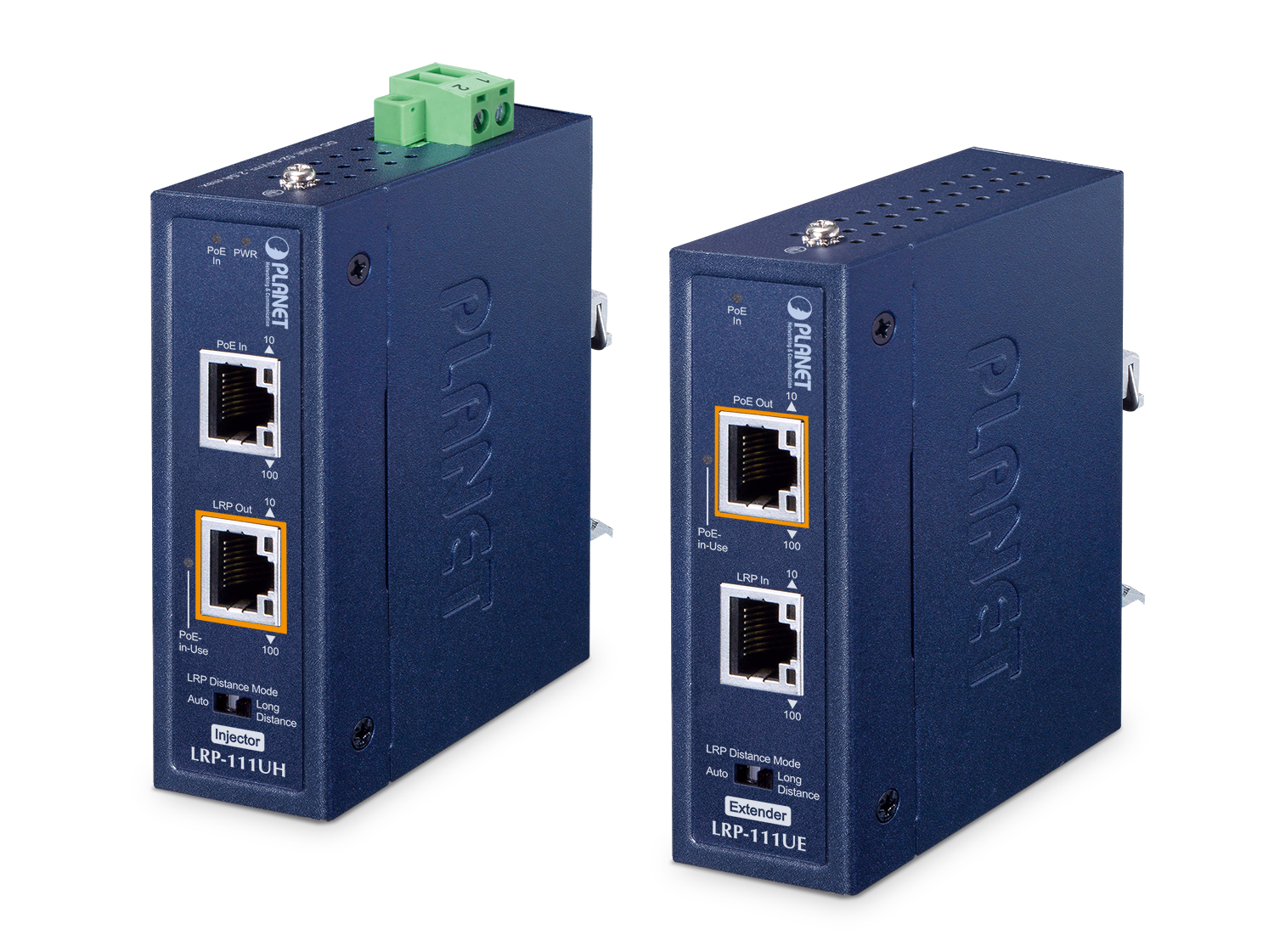 Industrial 1-Port 10/100TX 802.3bt PoE + 1-Port UTP Long Reach PoE Kit ...