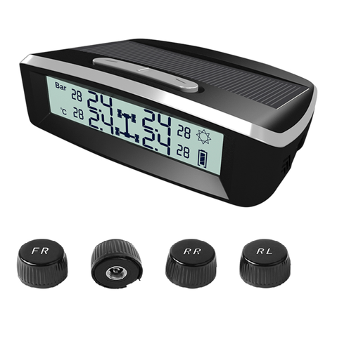 TPMS, Auto LCD Dual Power Tire Pressure LCD Monitor System BAR PSI Solar Wireless external tpms