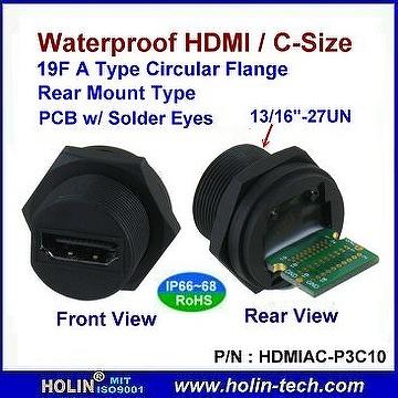 power type d adapter C ASIA A Rear  Size Mount CO., LTD. Connector, Type HTP  HDMI TECHNOLOGY Panel Waterproof Mounted