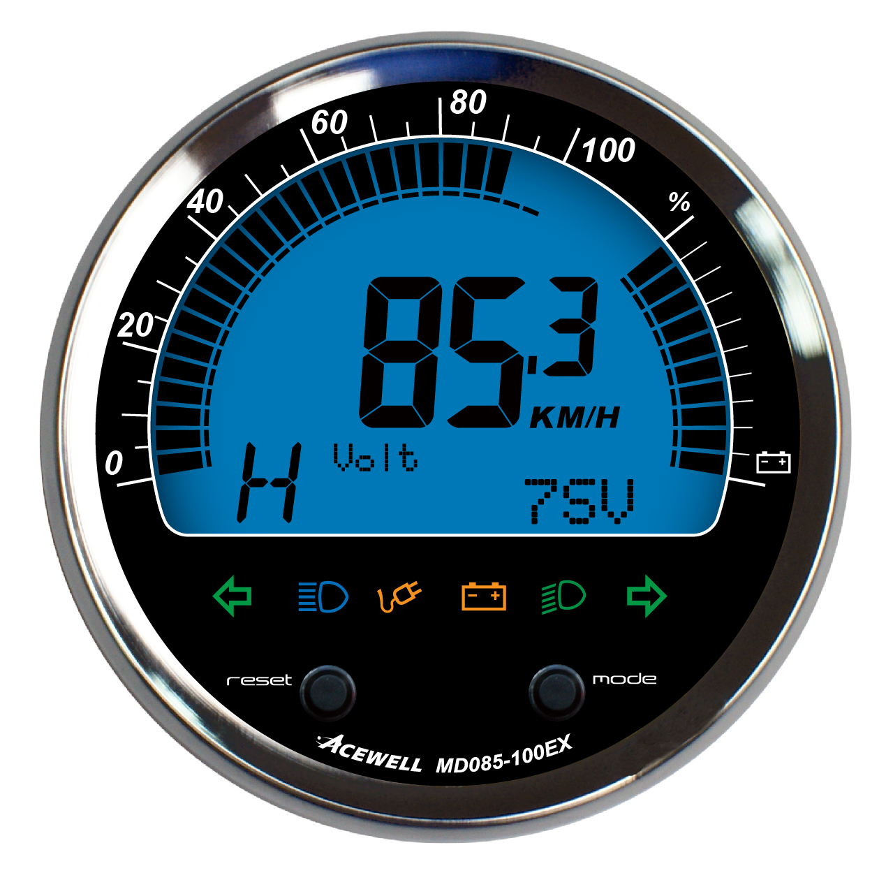 DIGITAL LCD DISPLAY MULTIFUNCTION SPEEDOMETER 85MM