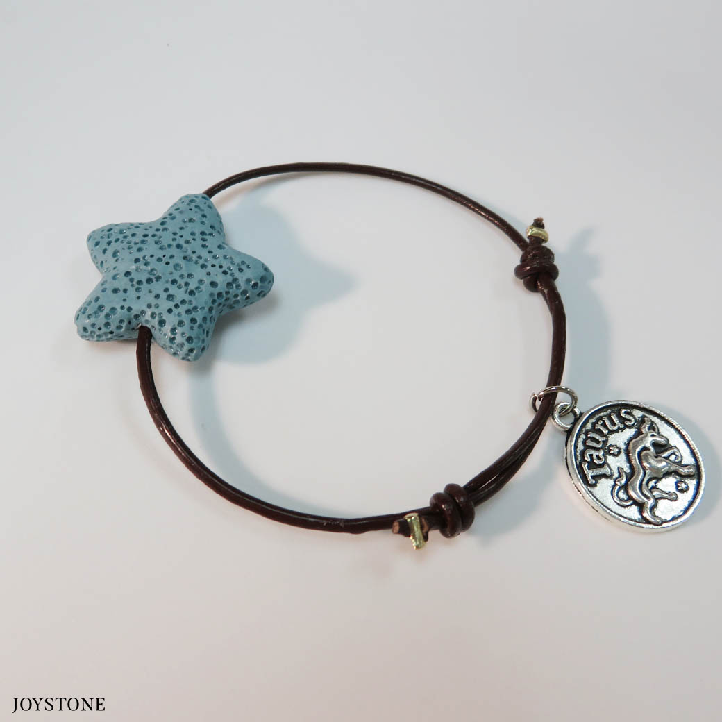 Taurus Gemini Cancer Leo Zodiac Star Aroma Rock Leather Bracelet Adjustable Taiwantrade Com