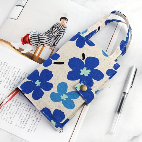 A6 Taiwan Made Fabric Top Handles Fitted Book Sleeve with Buckle Closure, Handmade Book Cover, Protector