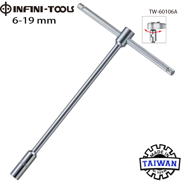 Professional Sliding THandle TBar Metric Socket Wrench, 619 mm