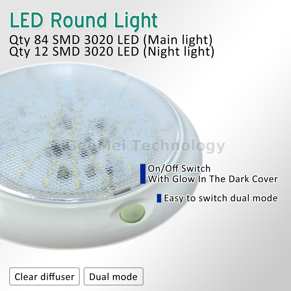 8 Led Ceiling Light White 12v 24v Opaque Diffuser Rv