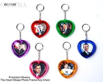 Obama Heart-shaped Photo Frame Key Chain