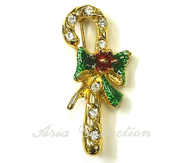 Christmas cane  brooch  