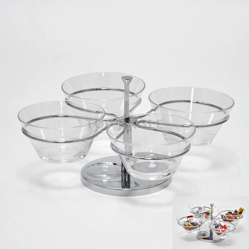 ROTATED SNACK TRAY RACK W/ 4PCS SQUARE SNACK BOWL | Taiwantrade