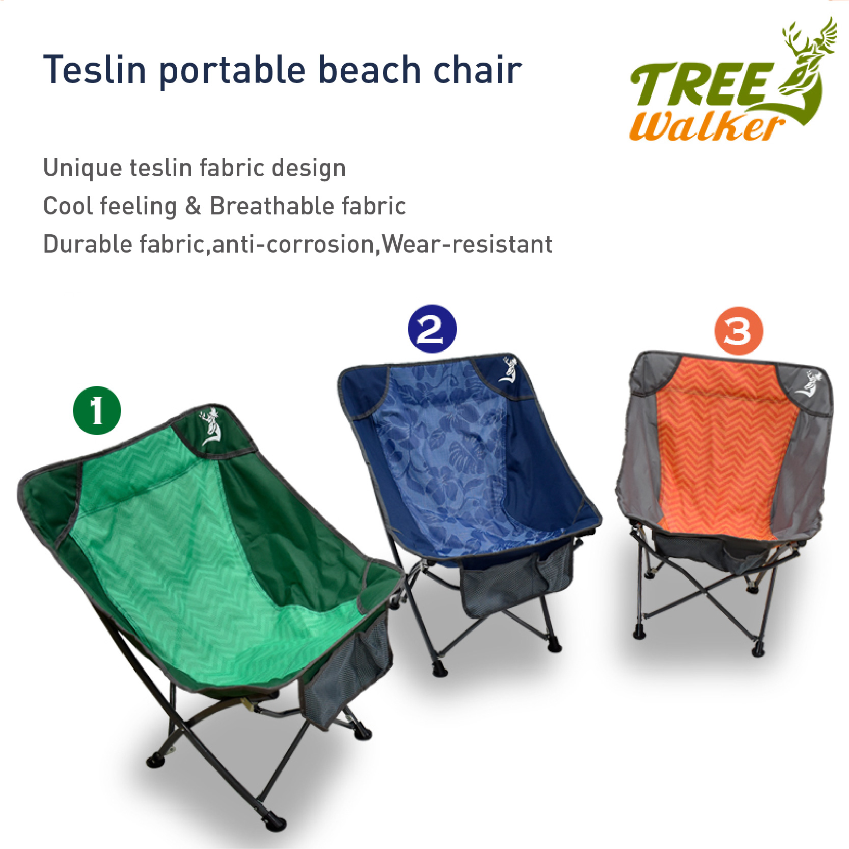 TREEWALKER Teslin Portable Beach Chair Outdoor Folding Chair 