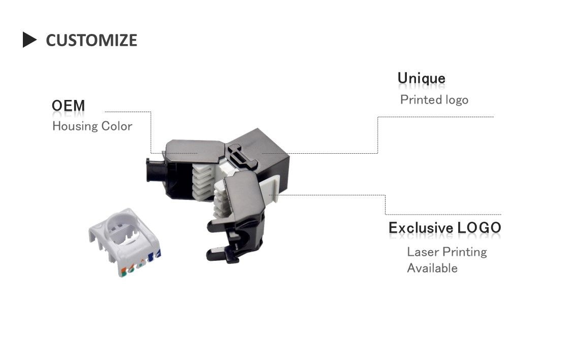 Cat6A Ungeschirmter werkzeugloser Keystone Jack OEM Verfügbarkeit