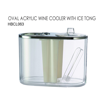 OVAL ACRYLIC WINE COOLER WITH ICE TONG