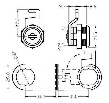 Taiwan Cabinet Swinging Glass Door Lock For Double Doors