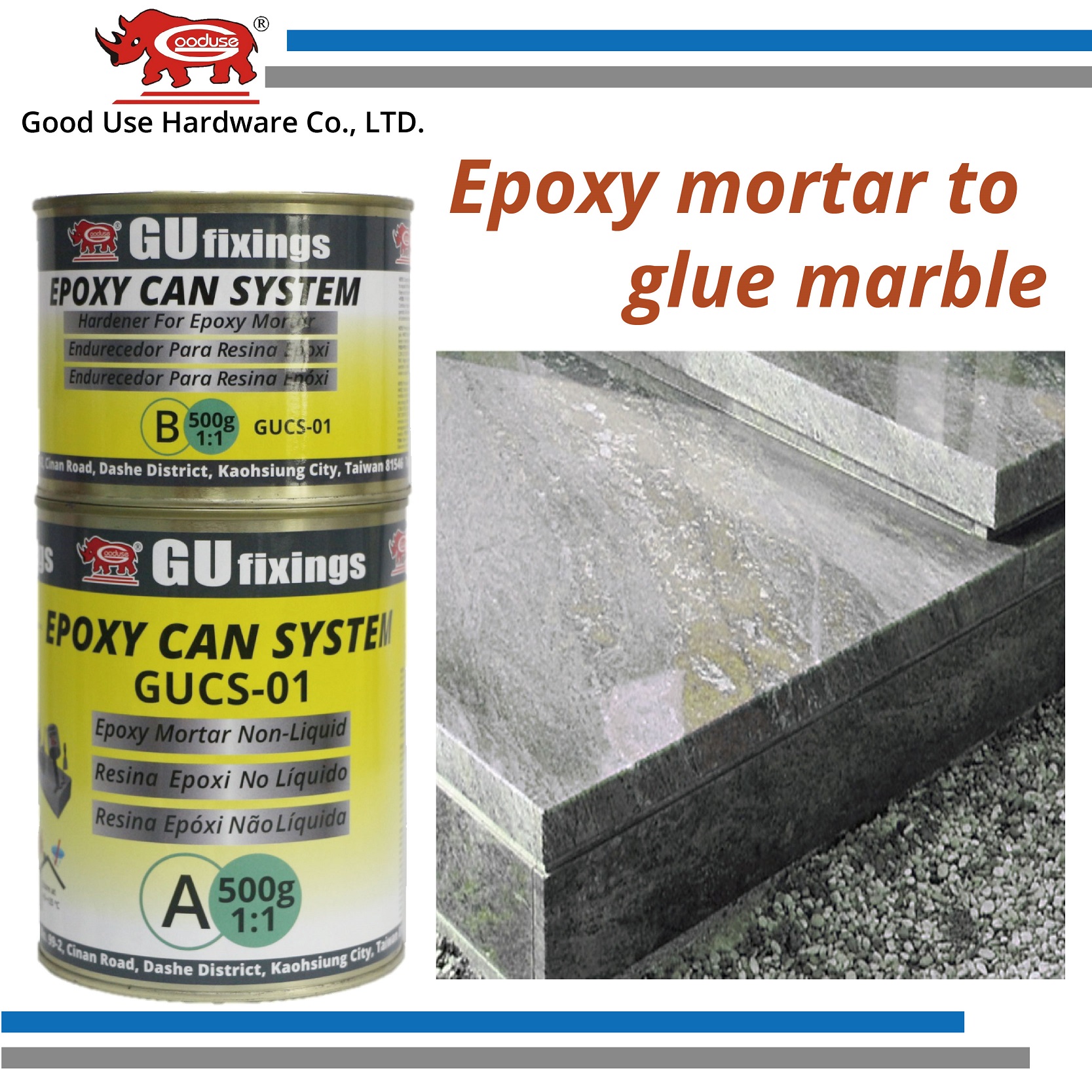 Two component epoxy mortar for repair floor tile