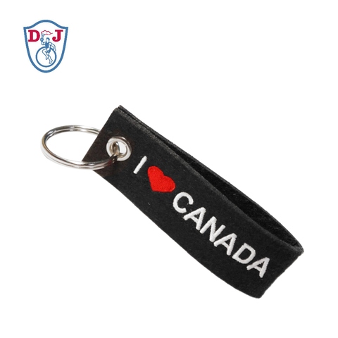 Custom Recycled Felt Tag I Love Canada Key chains for souvenirs