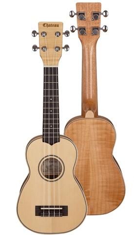 Chateau Ukulele - Gloss Solid Spruce Top Flamed Maple SPS01/SPC01/SPT01