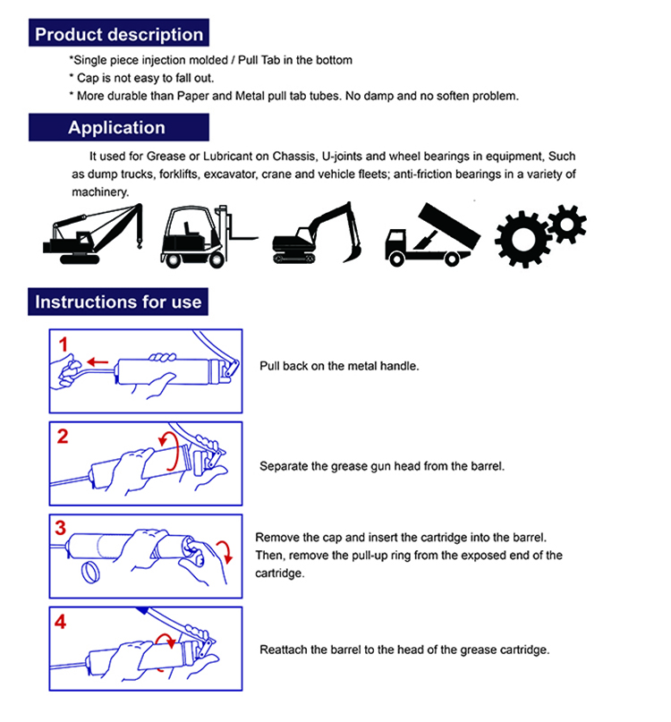 Unprinted Grease Cartridge & Mini Grease Gun