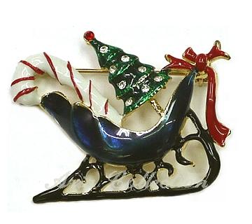 Christmas sled brooch