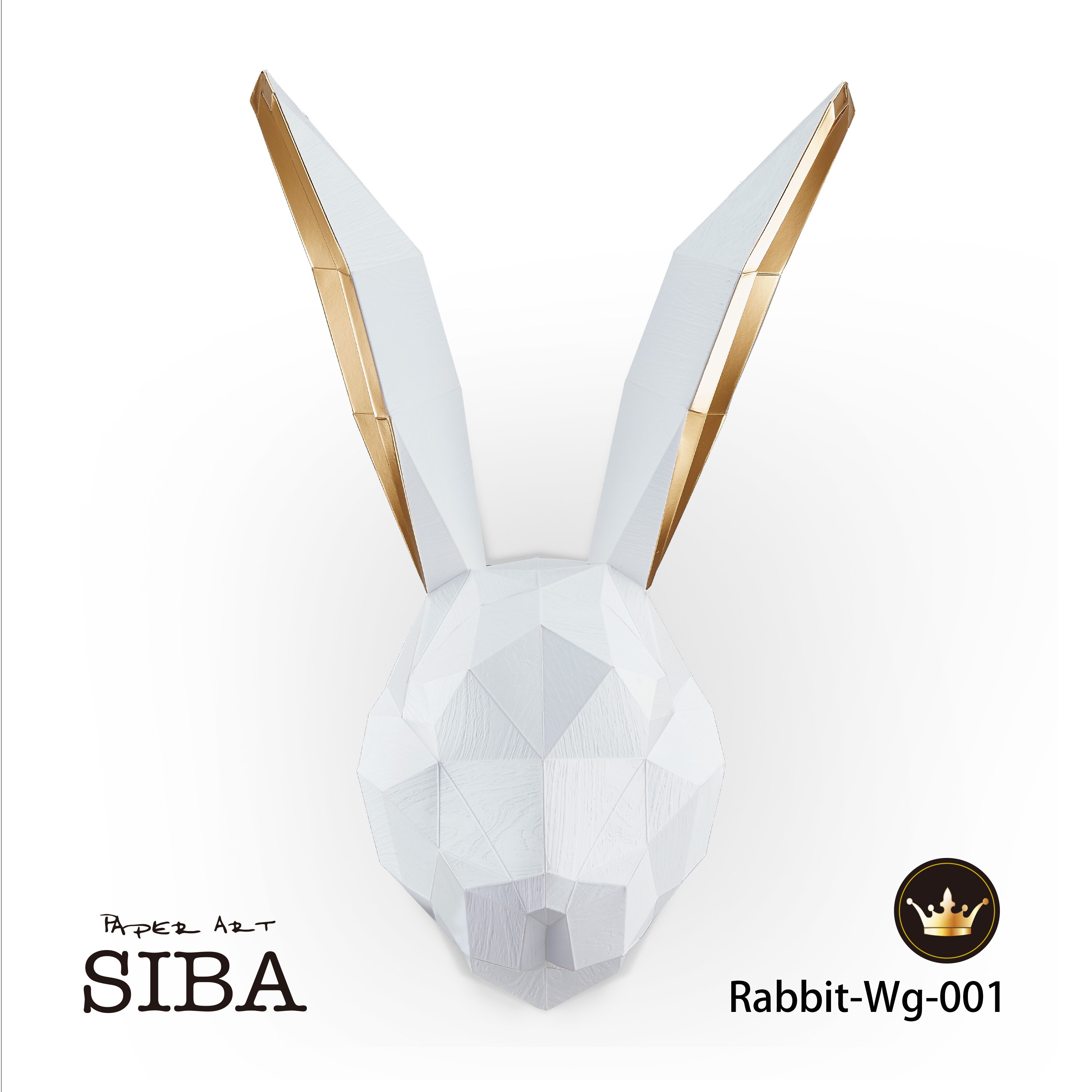Timfoil Rabbitears Funny Rabbit Head (White Wood Grain/Gold Foil Ears) Puzzle | Taiwantrade
