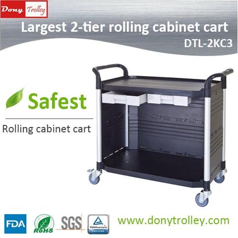 Cabinet Utility Carts Largest 2 Shelf Plastic Rolling Cart With