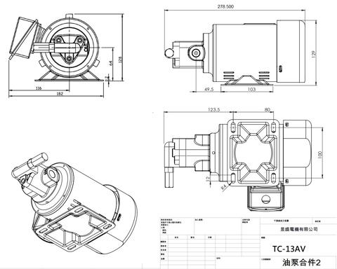 TC-13AV for CNC chiller cooler circulation Rotary oil pump 1/4HP 200W 3PH 220V 