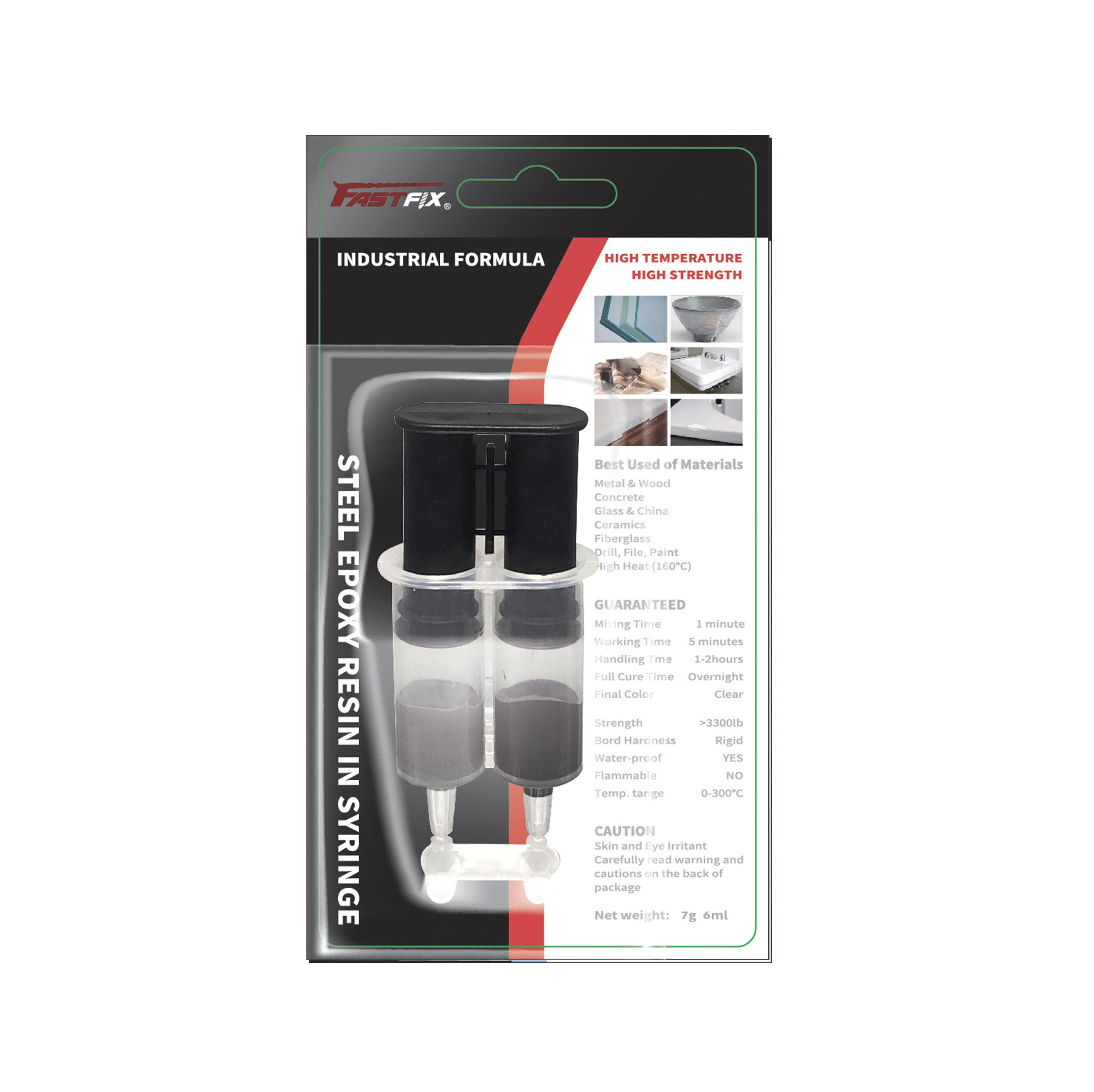 gray steel liquid epoxy syringe injection wood metal concrete fabric