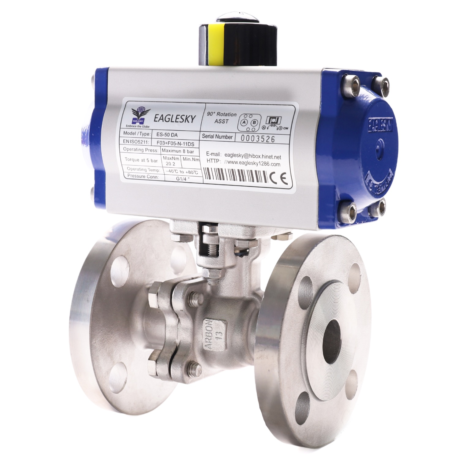 Spring Return Aluminum Alloy Pneumatic Actuators For Ball Valve