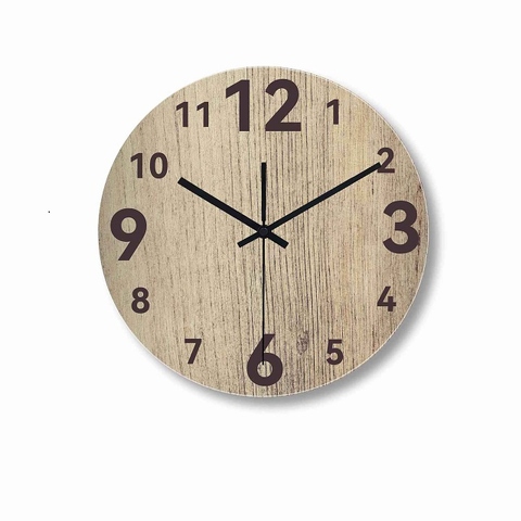 Wall Clock, Round, with printed Wood Grain