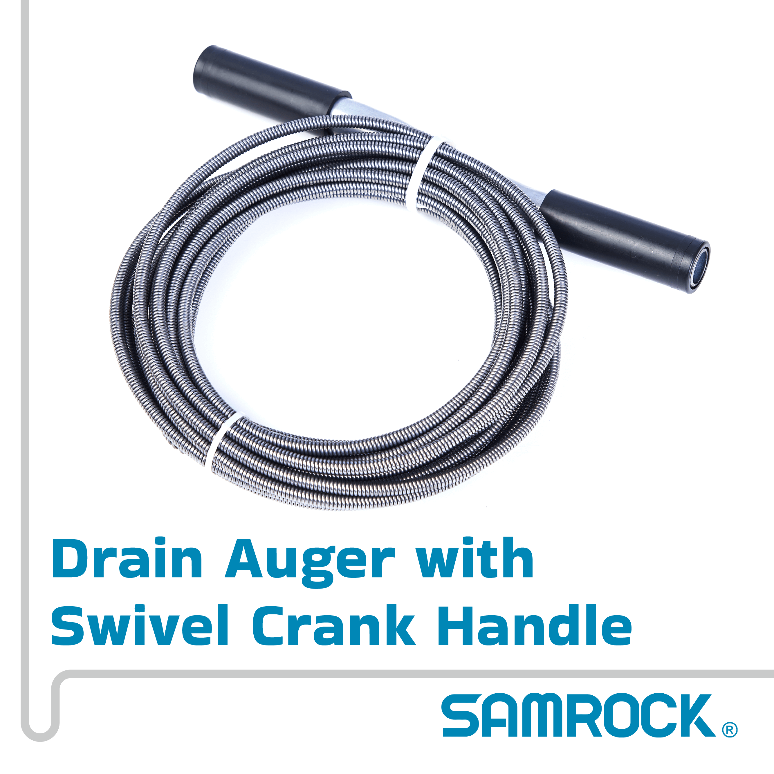 Drain Auger with Swivel Crank Handle, for Use with Most Small and