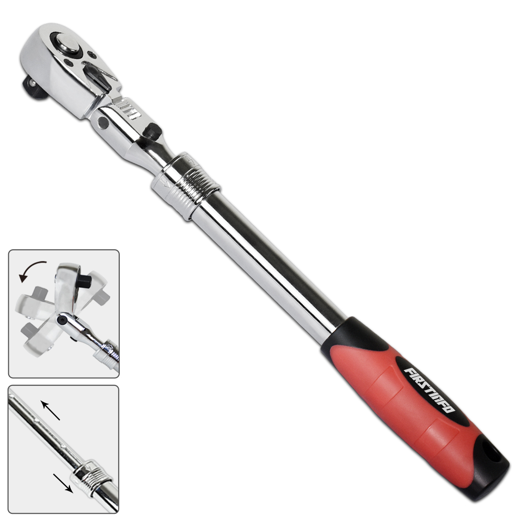 【FIRSTINFO】 1/2" Dr. 72T Locking Flexible Extendable Ratchet Wrench