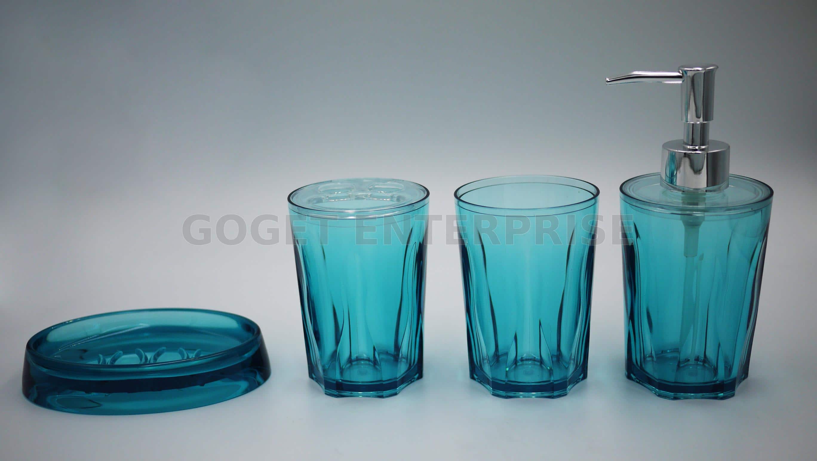 acrylic bathroom accessories set, lotion bottles, toothbrush holder