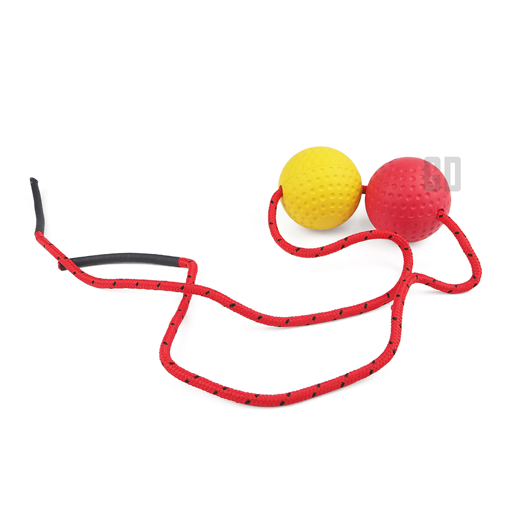 Massage lacrosse ball with rope for muscle relief
