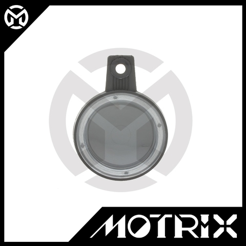 Motorcycle round tax disc / license holder. Color: Black