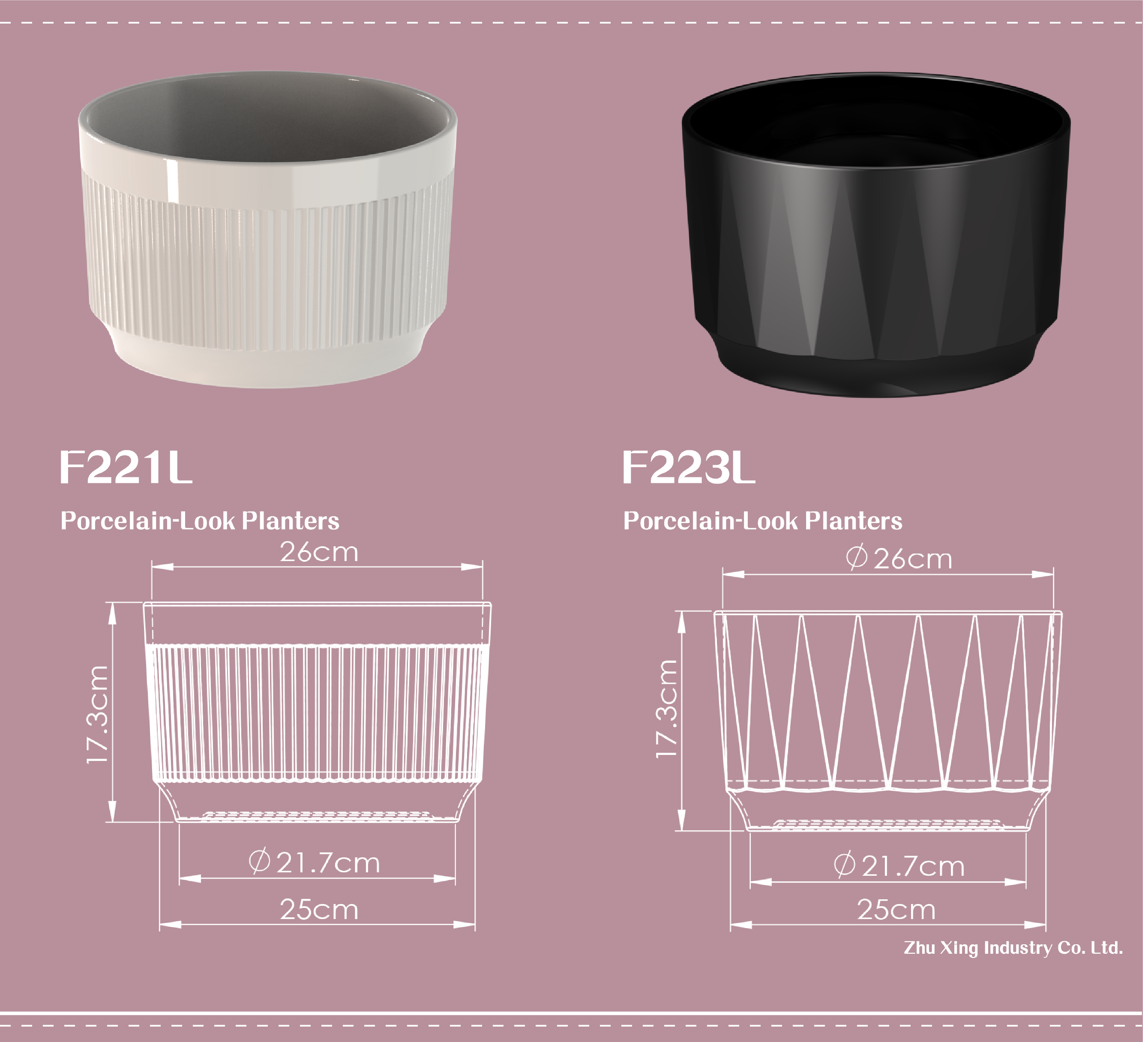 Glossy round orchid pots with two elegant textures, both fit 5 × 3.5" orchids