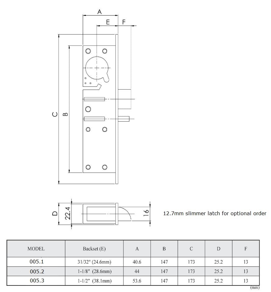 Door Lock with Pull Handle Home Door Lock Aluminum Dead Latch Hidden Door Stile Security Mortise Lock