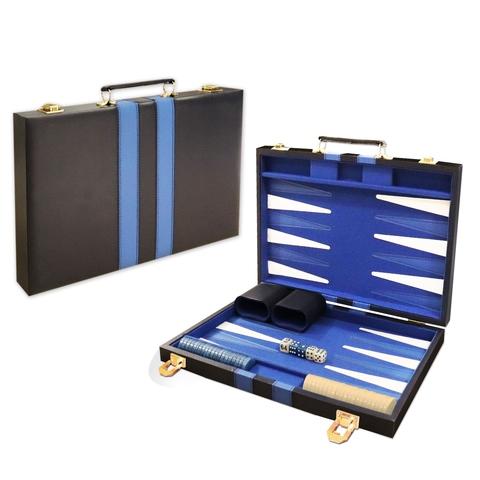 Vintage Leatherette Backgammon Set with Stripes